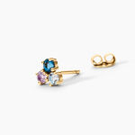 Boucles D'Oreilles Puces Joanne Argent Dor&eacute; A L'Or 750/1000 Topaze Am&eacute;thyste - Clous d'oreilles Femme | Histoire d&rsquo;Or