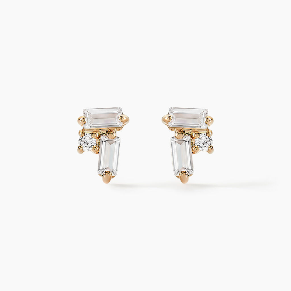 Boucles D'oreilles Puces Jardins D'hiver Plaqué Or Oxyde De Zirconium - Boucles d'oreilles fantaisie Femme | Histoire d’Or