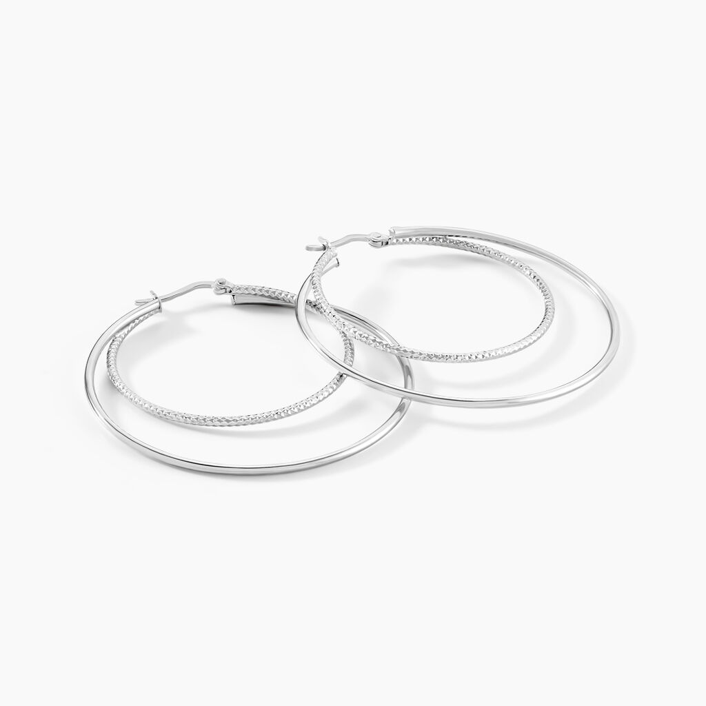 Créoles Argent Blanc Marjorie - Boucles d'oreilles créoles Femme | Histoire d’Or