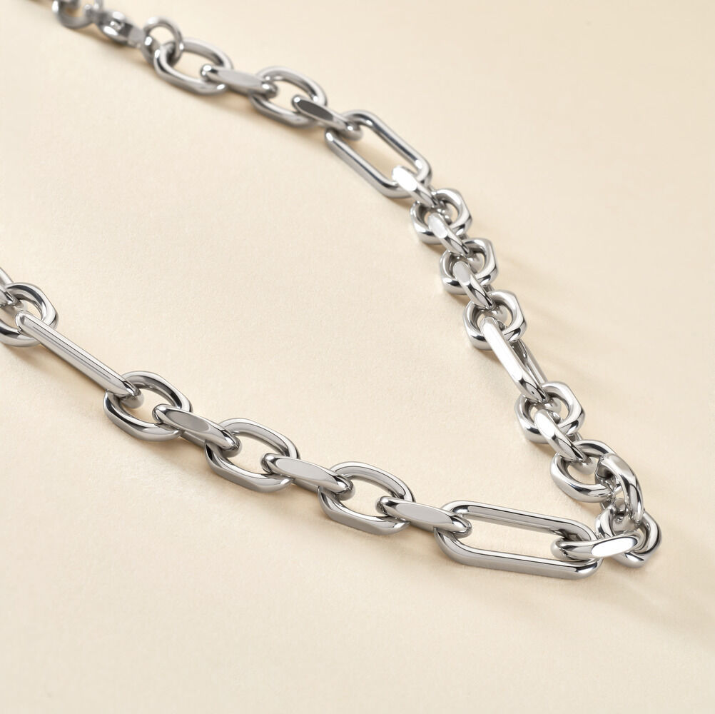 Collier Maille Palerme Acier Blanc - Chaines Homme | Histoire d&rsquo;Or