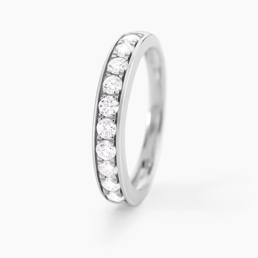 Demi-alliance Or Blanc  Valentine Diamant Synthetique - Alliances 18 carats Femme | Histoire d&rsquo;Or