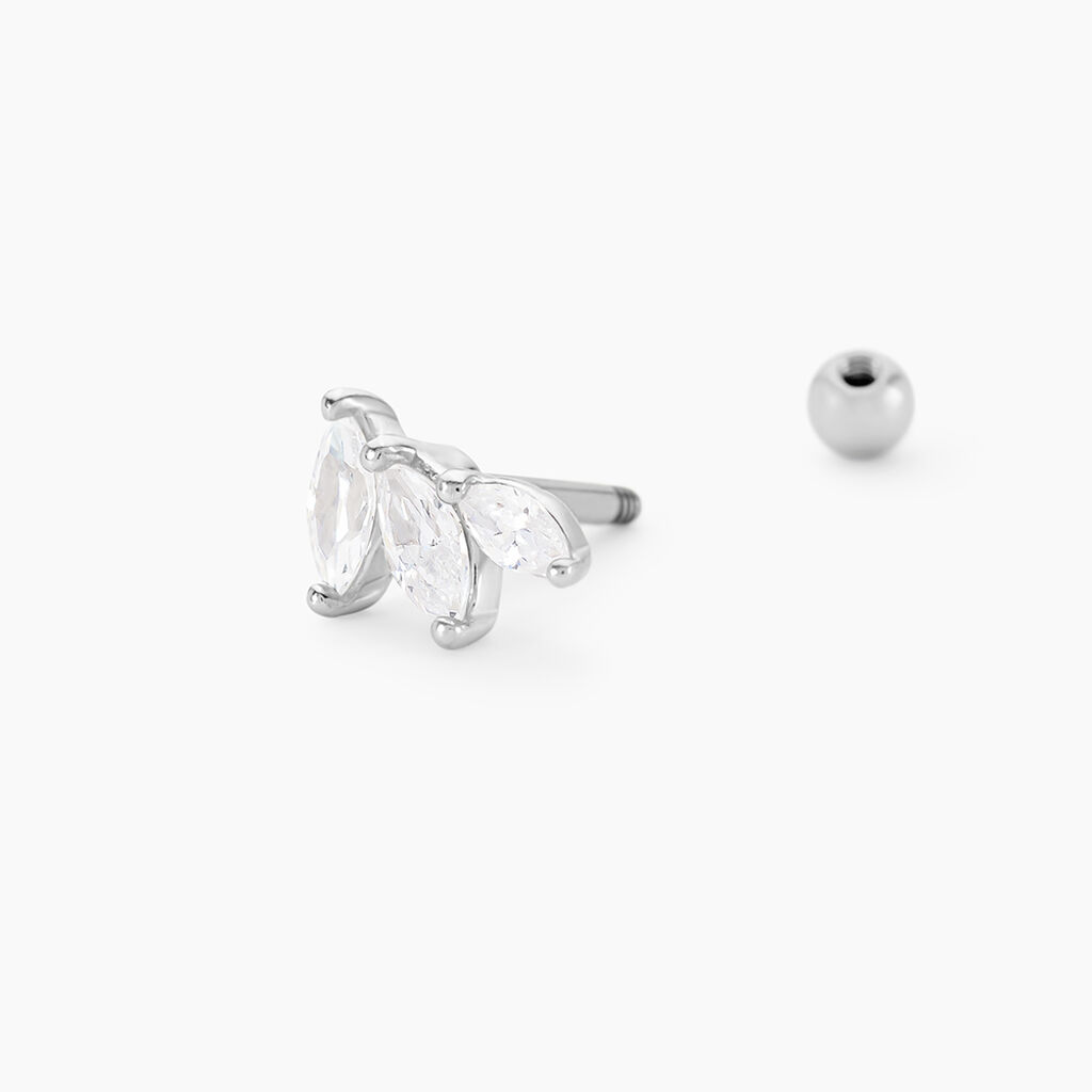 Piercing D'oreille Unitaire Fox Argent Rhodi&eacute; Oxyde De Zirconium - Bijoux Femme | Histoire d&rsquo;Or