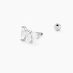 Piercing D'oreille Unitaire Fox Argent Rhodi&eacute; Oxyde De Zirconium - Bijoux Femme | Histoire d&rsquo;Or