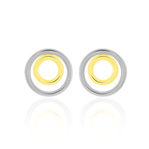 Boucles D'oreilles Pendantes Berangere Double Cercles Or Bicolore - Boucles d'oreilles pendantes Femme | Histoire d’Or