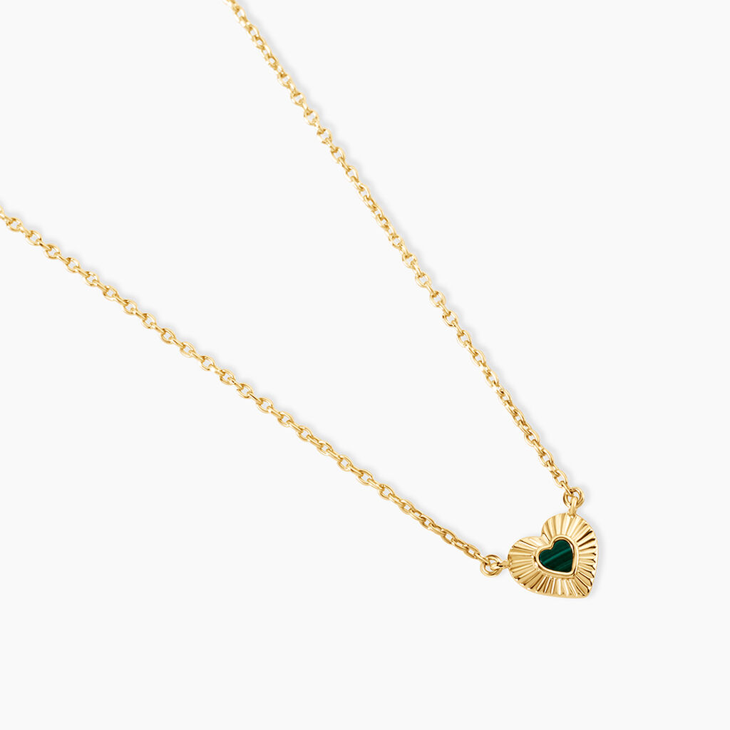 Collier Obeline Argent Dor&eacute; A L'Or 750/1000 Malachite - F&ecirc;te des m&egrave;res Femme | Histoire d&rsquo;Or