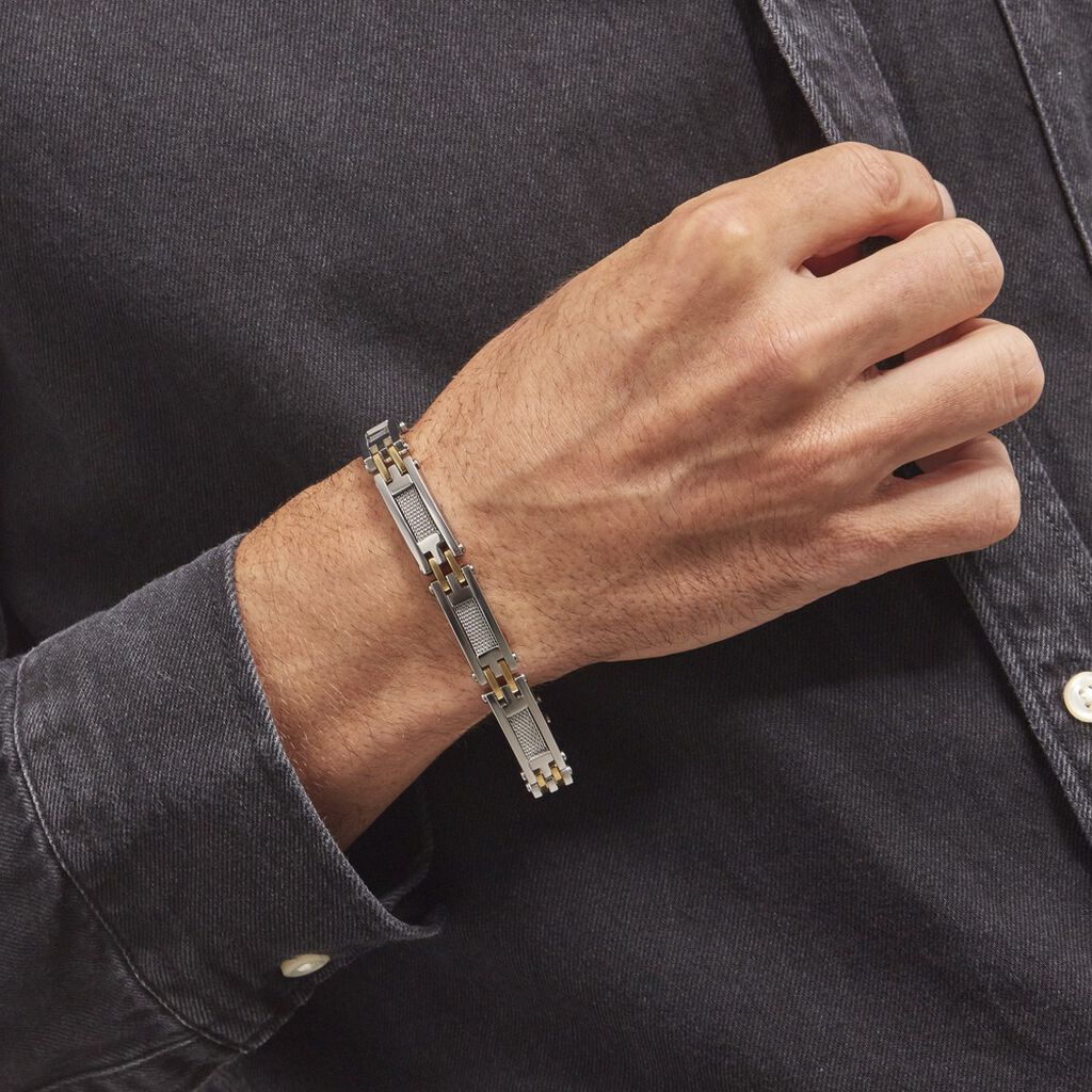 Bracelet Jourdan Zephir Acier Bicolore Dore / Blanc - Bracelets Homme | Histoire d’Or