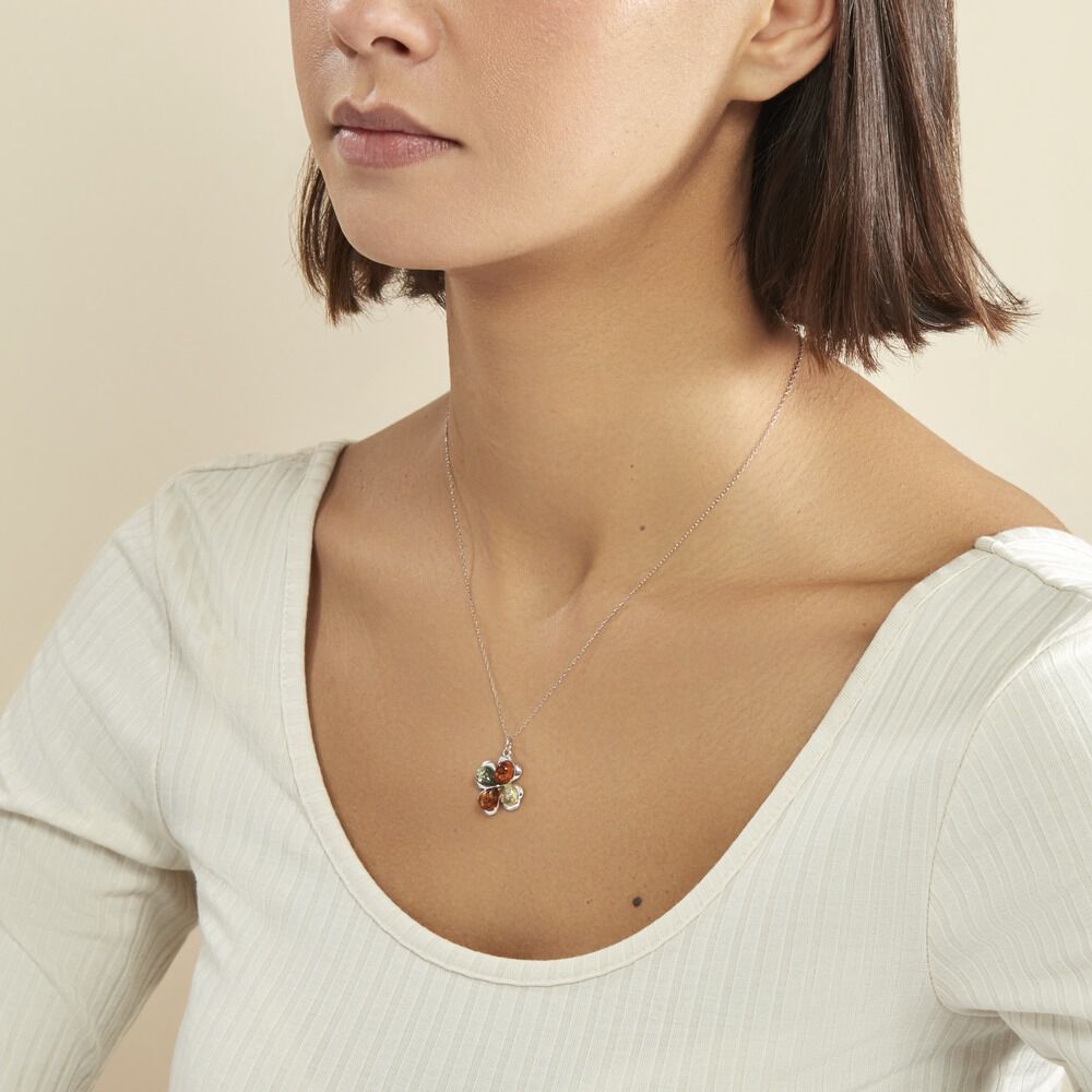 Collier Fantaisie Bicolore Ovales Petites Fleurs TSC Jewels - Acier Inoxydable - Neuf