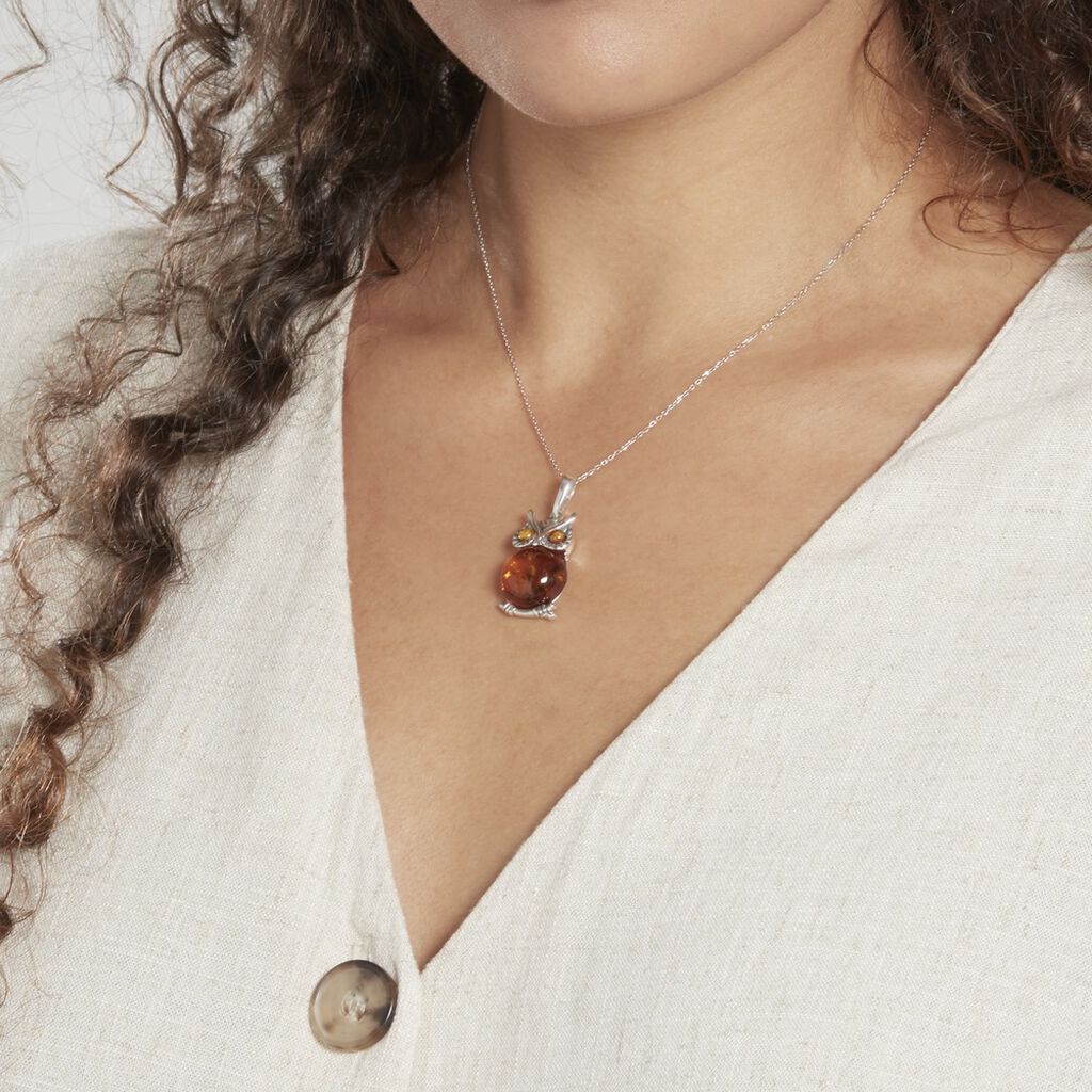 Pendentif Argent Blanc Benoite Ambre - Pendentifs Femme | Histoire d’Or