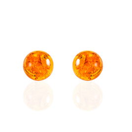 Boucles D'oreilles Puces Argent Blanc Brunhild Ambre - Boucles d'oreilles fantaisie Femme | Histoire d’Or