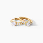 Cr&eacute;oles Nagendra Argent Dor&eacute; A L'Or 750/1000 Oxyde De Zirconium - Boucles d'oreilles cr&eacute;oles Femme | Histoire d&rsquo;Or