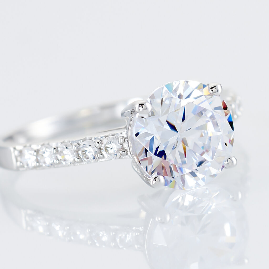 Bague Solitaire Terese Or Blanc Oxyde De Zirconium - Bagues solitaires Femme | Histoire d&rsquo;Or