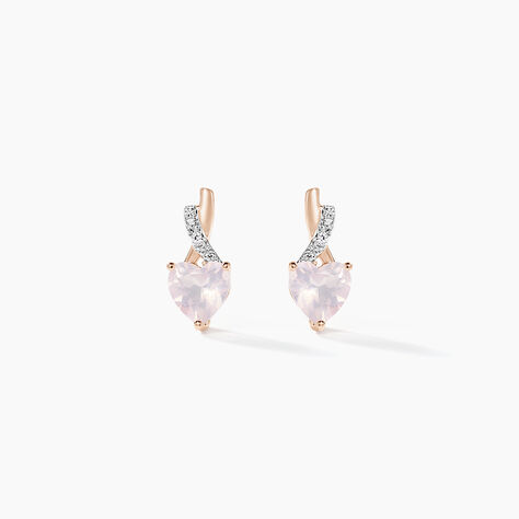 Boucles D'oreilles Puces Or Rose Clothilde Quartz - Clous d'oreilles Femme | Histoire d’Or