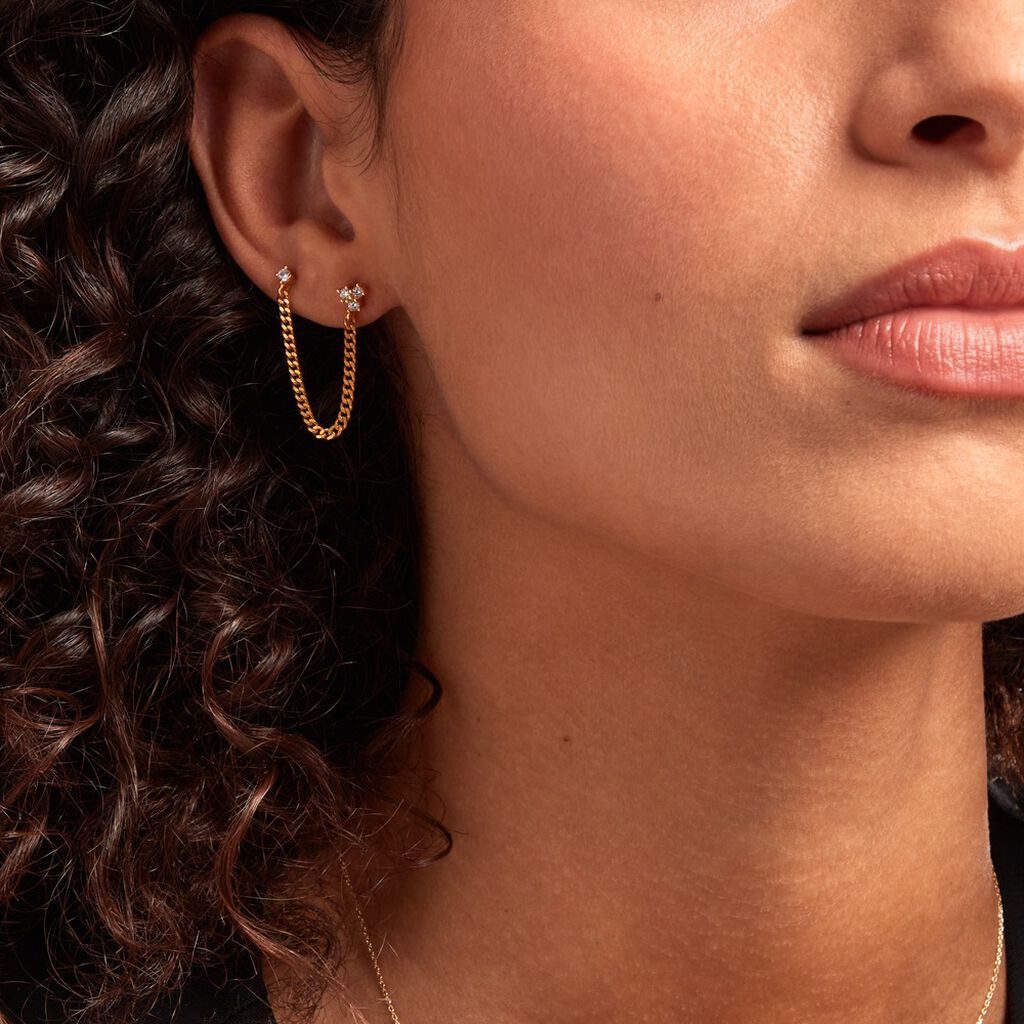 Boucles D'oreilles Pendantes Urban Flower Plaqué Or Jaune Oxyde - Boucles d'oreilles fantaisie Femme | Histoire d’Or