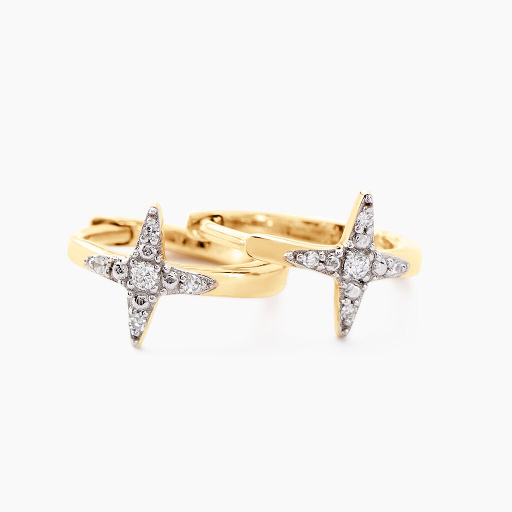 Cr&eacute;oles Starlight Or Jaune Diamant - Boucles d'oreilles cr&eacute;oles Femme | Histoire d&rsquo;Or