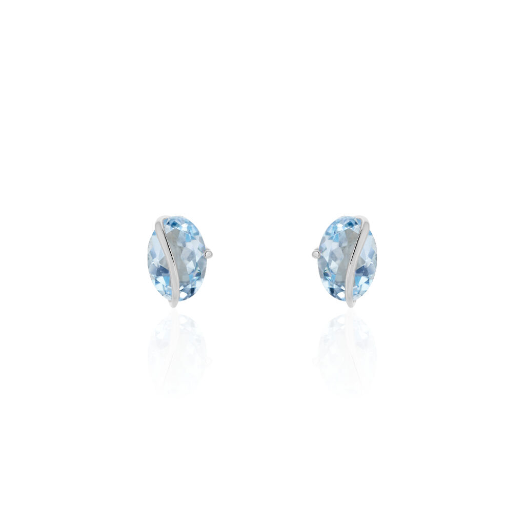 Boucles D'oreilles Puces Prudencia Or Blanc Topaze - Clous d'oreilles Femme | Histoire d’Or