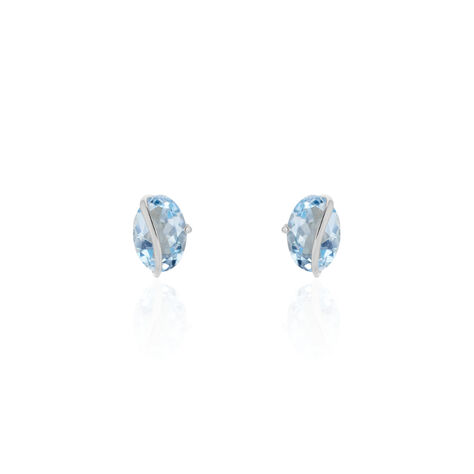 Boucles D'oreilles Puces Prudencia Or Blanc Topaze - Clous d'oreilles Femme | Histoire d’Or