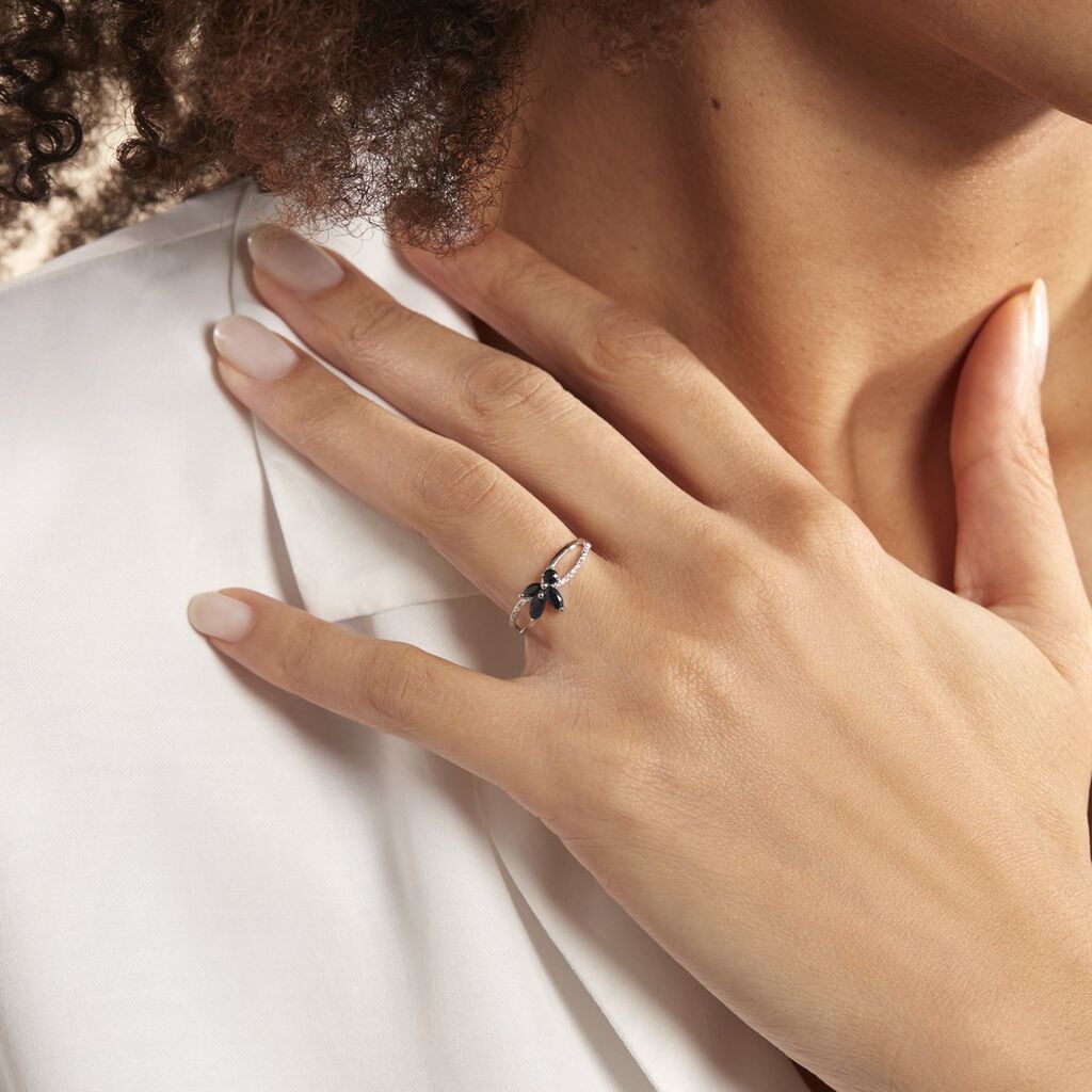 Bague Lupe Or Blanc Saphir Et Diamant - Bagues avec pierre Femme | Histoire d’Or