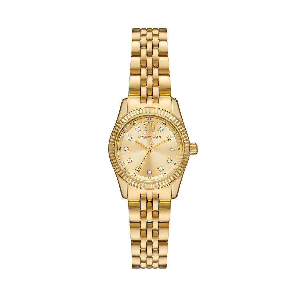 Montre Michael Kors Petite Lexington Doré - Boîtier Jaune - Cadran Champagne - Bracelet Doré - Mécanisme en Quartz - Pour Femme - Histoire d'Or