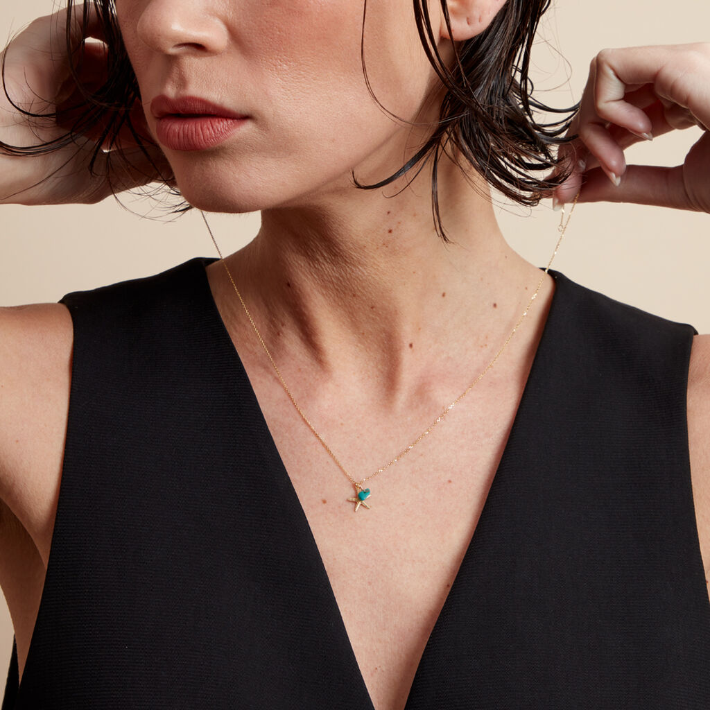 Collier Under The Sea Or Jaune Turquoise - Colliers Femme | Histoire d’Or