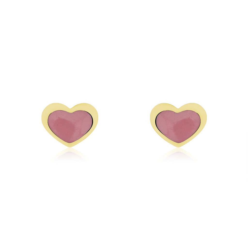 Boucles D'oreilles Puces Coeurs Or Jaune - Clous d'oreilles Enfant | Histoire d’Or