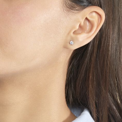 Boucles D'oreilles Puces Petrine Argent Blanc Oxyde De Zirconium - Boucles d'oreilles fantaisie Femme | Histoire d’Or