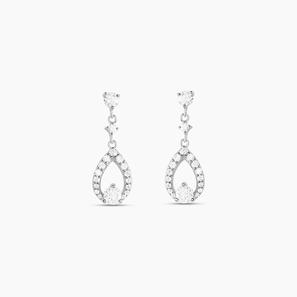 Boucles D'oreilles Pendantes Istanbul Argent Blanc Oxyde De Zirconium - Boucles d'oreilles fantaisie Femme | Histoire d&rsquo;Or