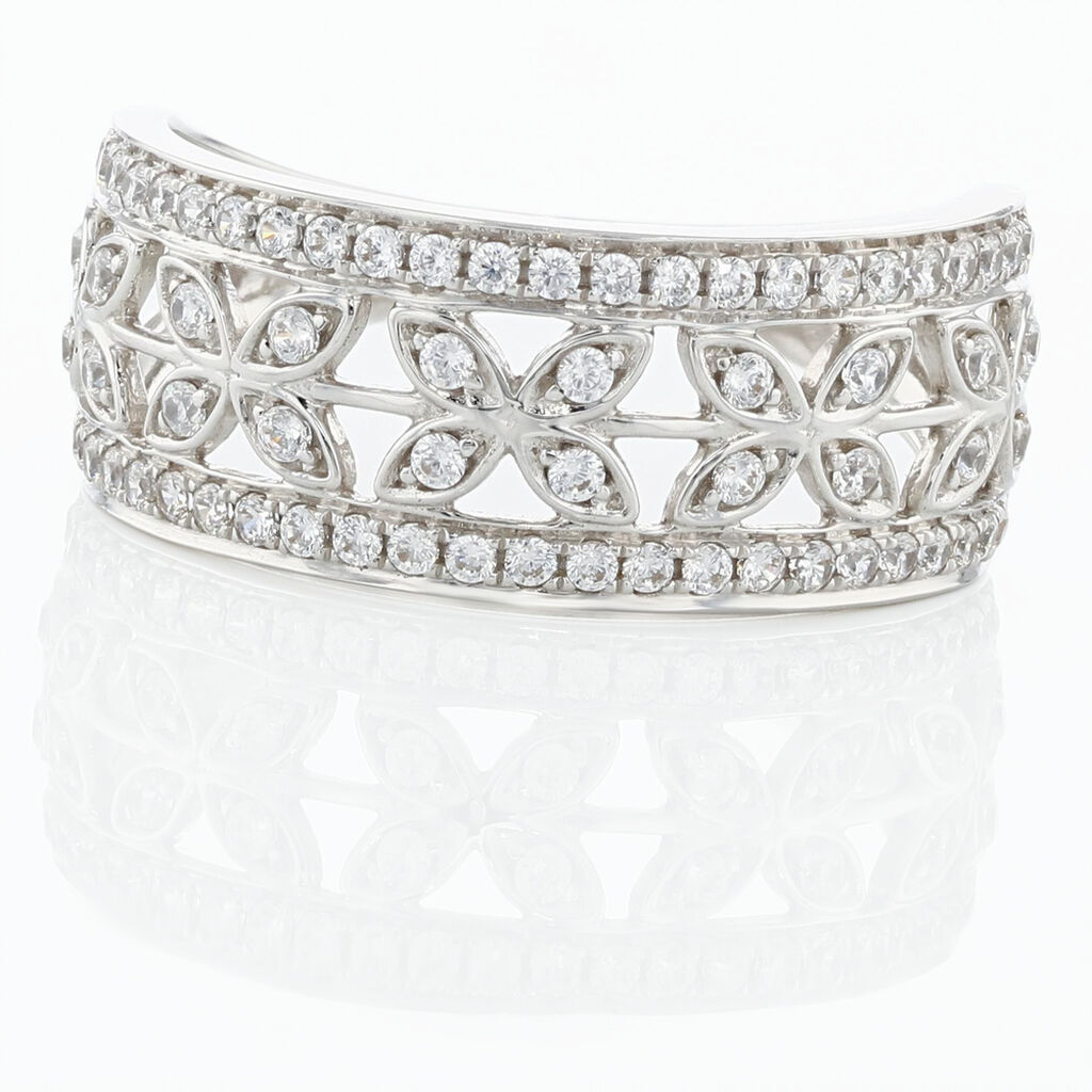 Bague Aella Or Blanc Oxyde De Zirconium - Bagues avec pierre Femme | Histoire d&rsquo;Or