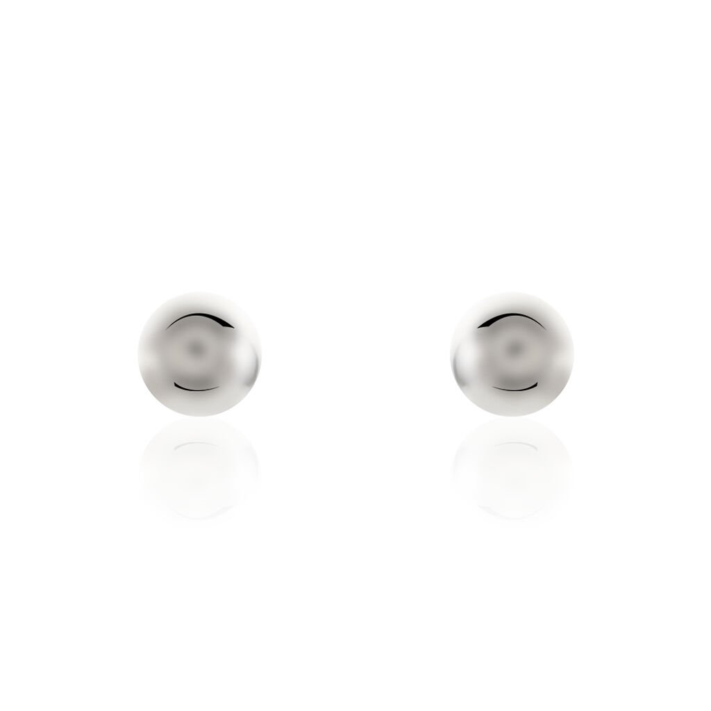Boucles D'oreilles Puces Fidelia Boule Or Blanc - Clous d'oreilles Femme | Histoire d’Or