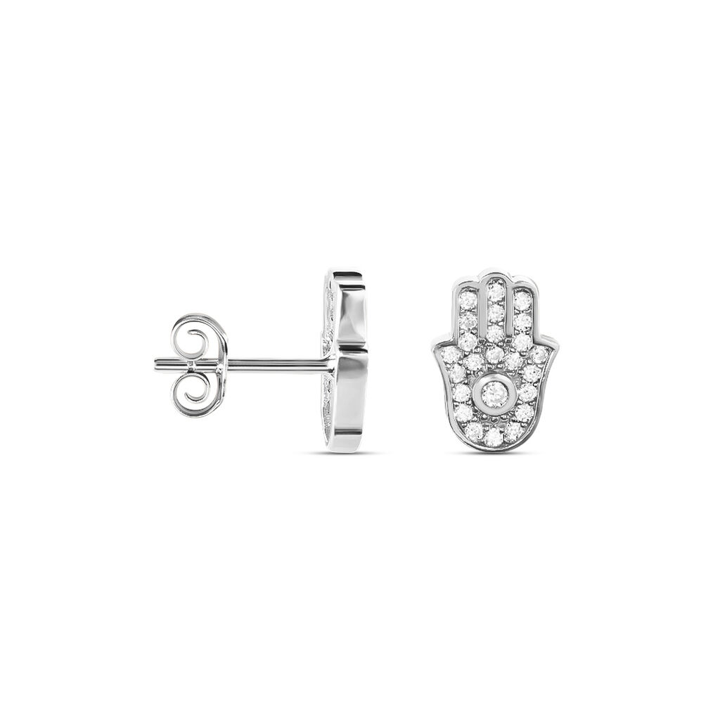 Boucles D'oreilles Puces Amat Argent Blanc Oxyde De Zirconium - Boucles d'oreilles fantaisie Femme | Histoire d’Or