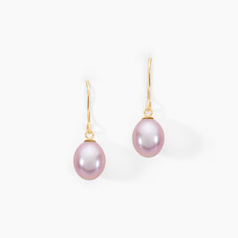 Boucles D'oreilles Pendantes Rose Or Jaune Perle De Culture - Boucles d'oreilles pendantes Femme | Histoire d’Or