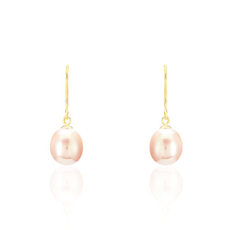 Boucles D'oreilles Pendantes Rose Or Jaune Perle De Culture - Boucles d'oreilles pendantes Femme | Histoire d’Or