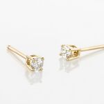 Boucles D'oreilles Puces Aphrodite Or Jaune Diamant - Clous d'oreilles Famille | Histoire d&rsquo;Or