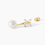 Bijoux D'Oreilles Norah Argent Dor&eacute; A L'Or 750/1000 Perle De Culture Oxyde De Zirconium - Ear cuffs Femme | Histoire d&rsquo;Or
