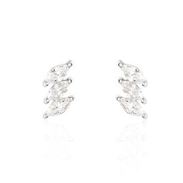 Boucles D'oreilles Puces Edma Or Blanc Oxyde De Zirconium - Clous d'oreilles Femme | Histoire d’Or