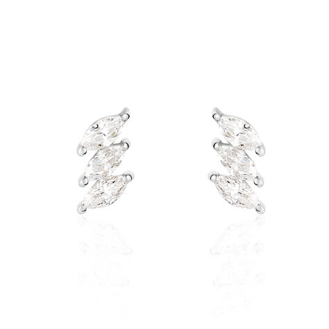Boucles D'oreilles Puces Edma Or Blanc Oxyde De Zirconium - Clous d'oreilles Femme | Histoire d’Or