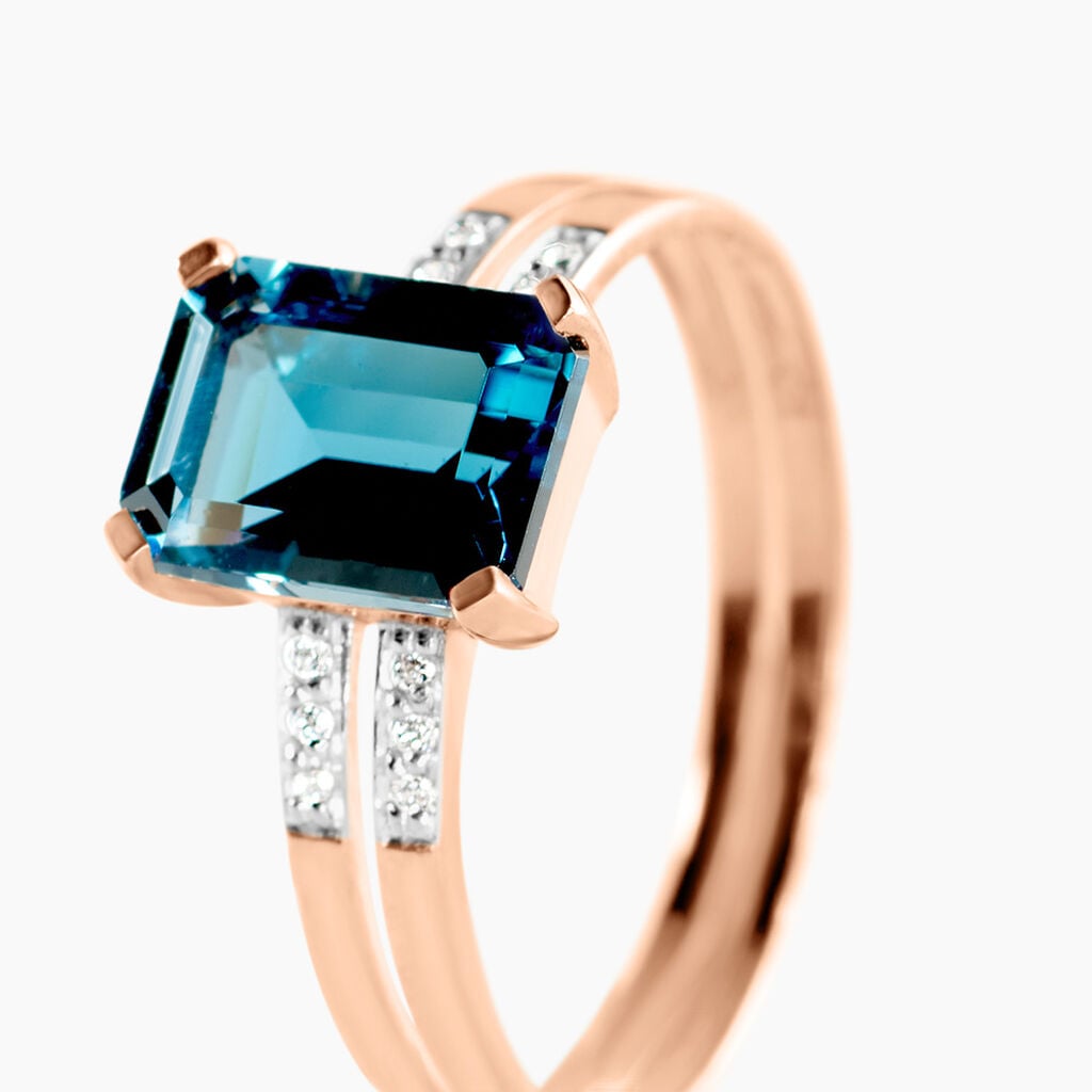 Bague Noee Or Rose Topaze Et Oxyde De Zirconium - Bagues solitaires Femme | Histoire d&rsquo;Or
