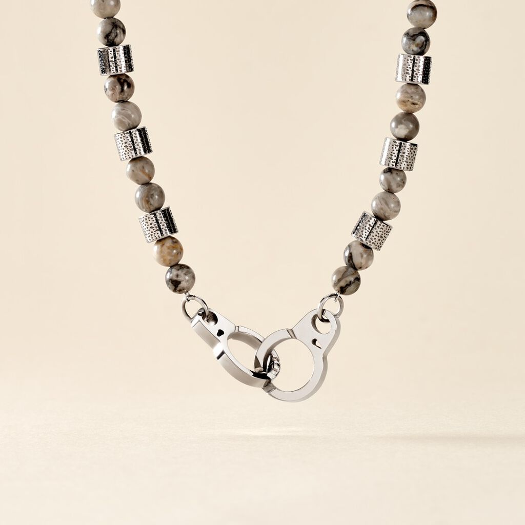 Collier Kuro Acier Blanc Autres Pierres - Colliers fantaisie Homme | Histoire d’Or