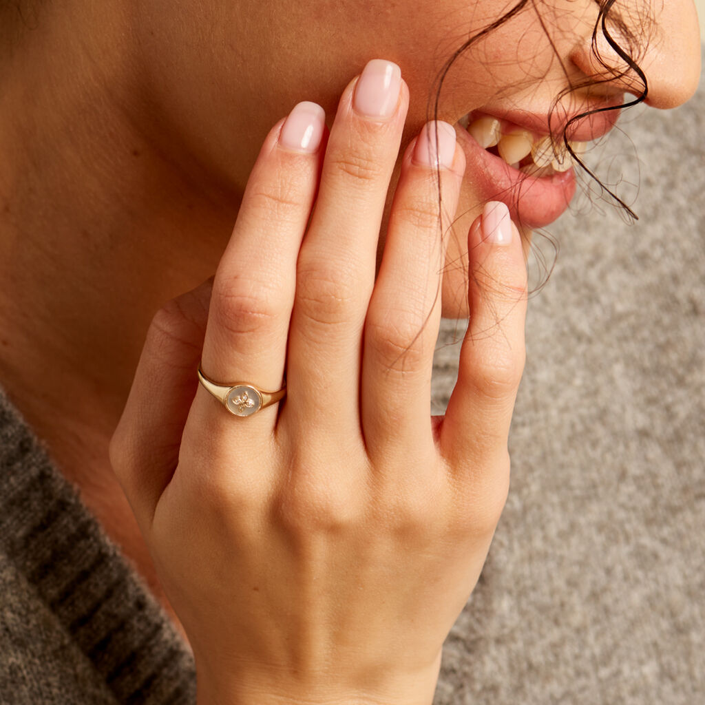 Bague Talisman Or Jaune Nacre Diamant - Bagues avec pierre Femme | Histoire d’Or