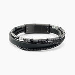Bracelet Jourdan Cuir De Vache Noir H&eacute;matite Onyx - Bracelets Homme | Histoire d&rsquo;Or