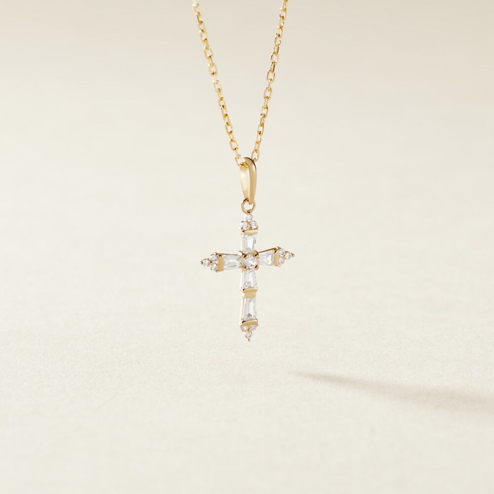 Pendentif Croix Vintage Couleur Or - Bijou élégant, Parfait état, Occasion