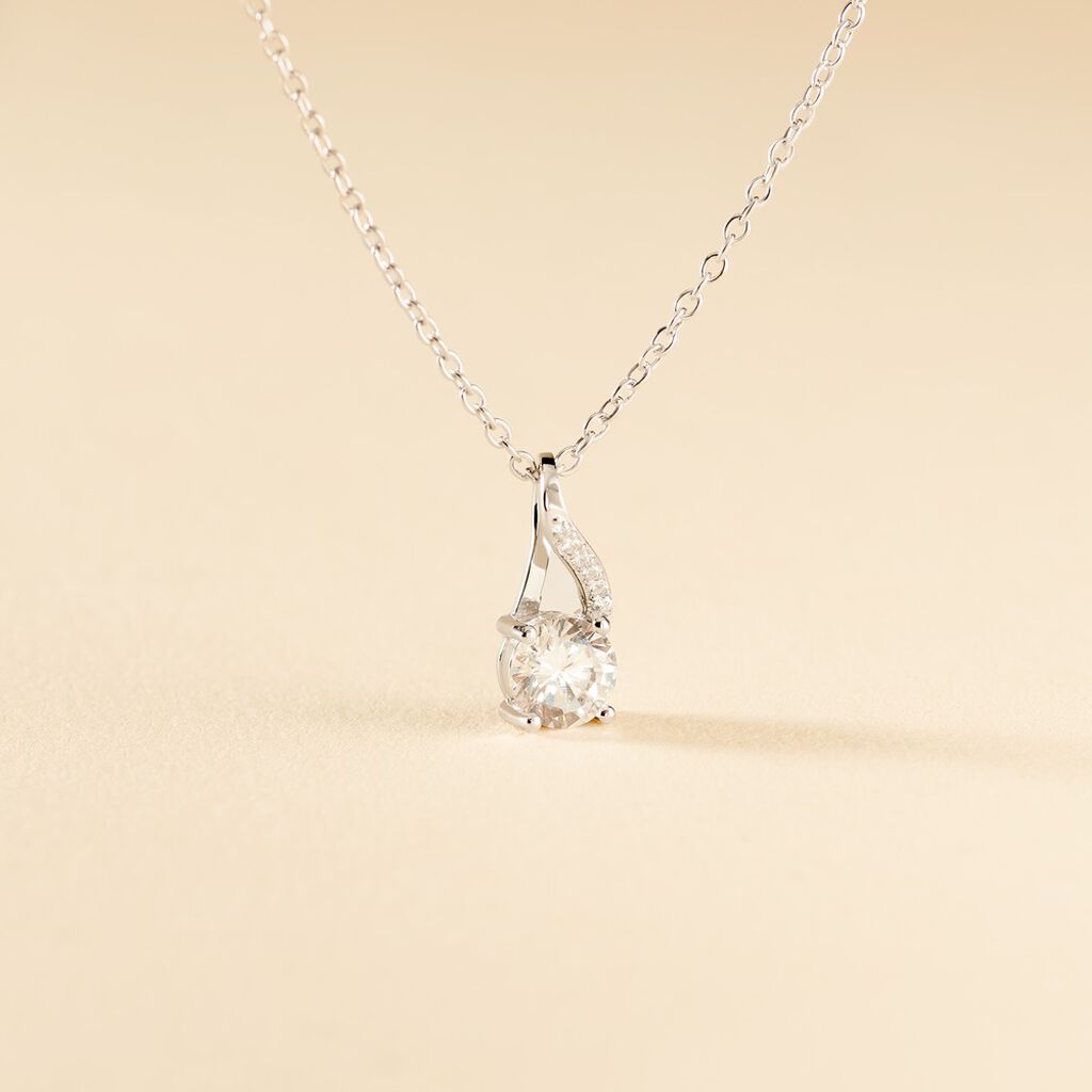 Collier Idylla Argent Blanc Oxyde De Zirconium - Colliers fantaisie Femme | Histoire d&rsquo;Or