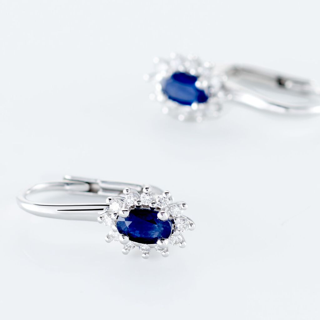 Boucles D'oreilles Pendantes Vladimir Or Blanc Saphir Diamant - Boucles d'oreilles pendantes Femme | Histoire d’Or