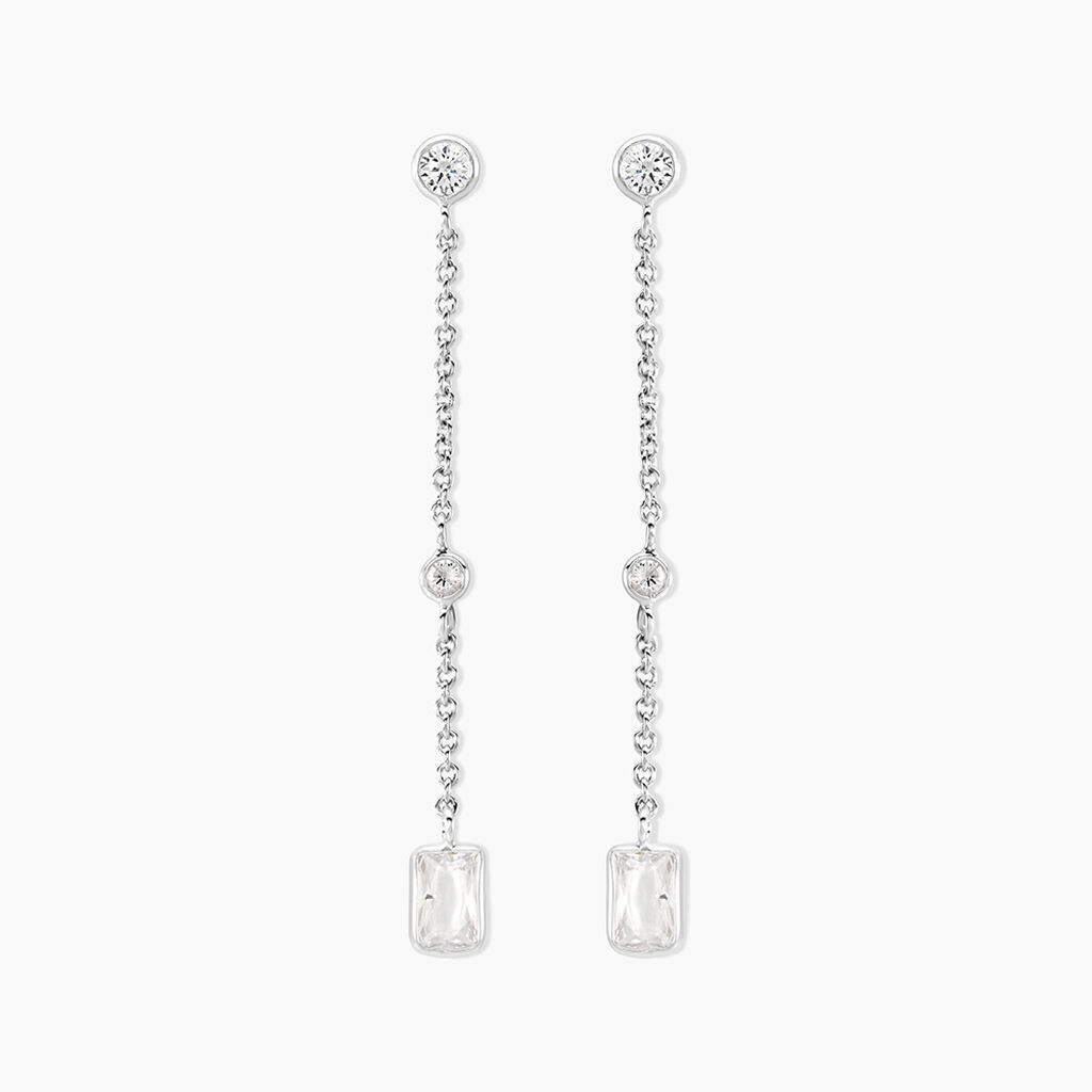Boucles D'oreilles Puces Argane Argent Blanc Oxyde De Zirconium - Boucles d'oreilles fantaisie Femme | Histoire d&rsquo;Or