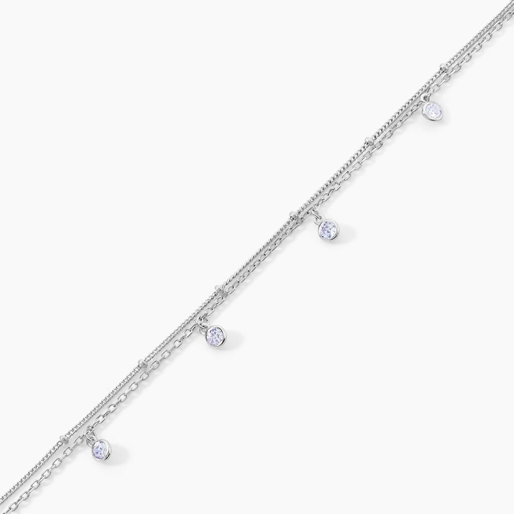 Chaîne De Cheville Heidi Argent Blanc Oxyde De Zirconium - Chaînes de cheville Femme | Histoire d’Or