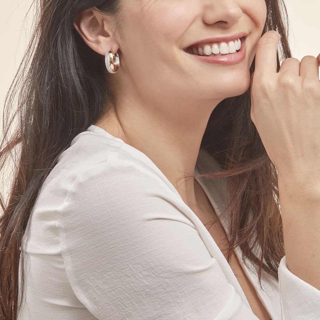 Créoles Lolly Or Bicolore - Boucles d'oreilles créoles Femme | Histoire d’Or
