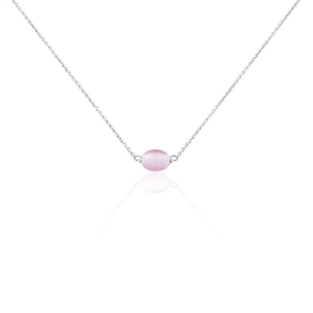 collier evren argent blanc quartz rose