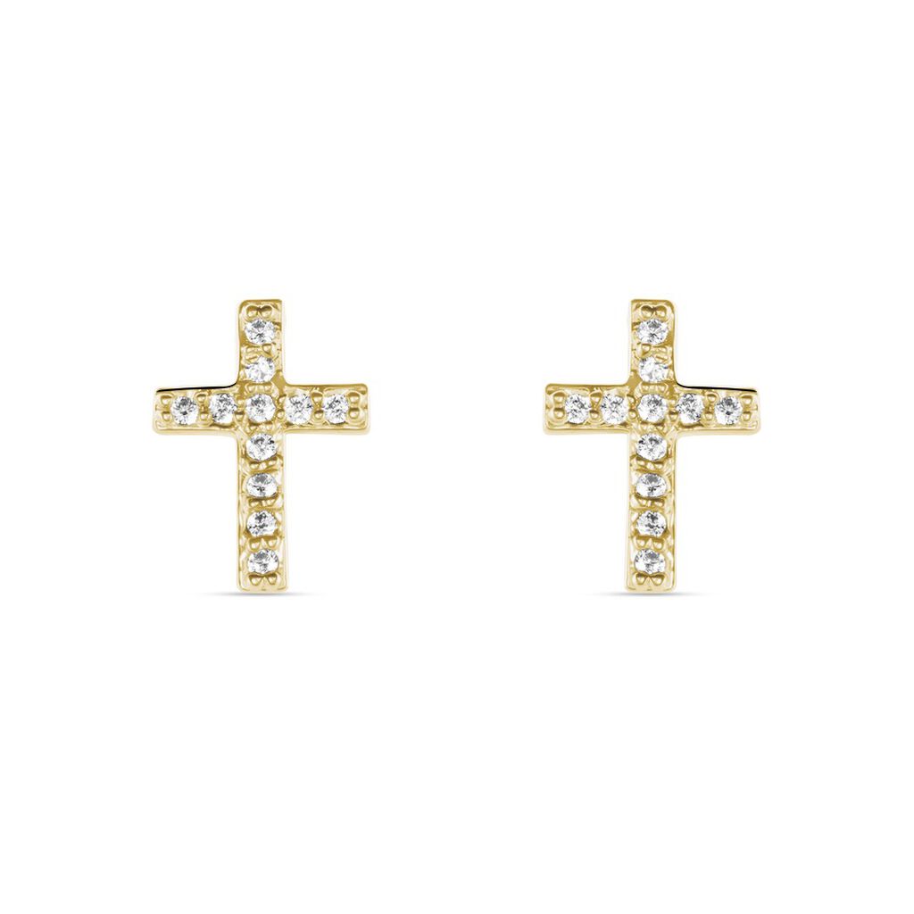 Boucles D'oreilles Puces Fatos Plaqué Or Oxydes De Zirconium - Boucles d'oreilles fantaisie Femme | Histoire d’Or