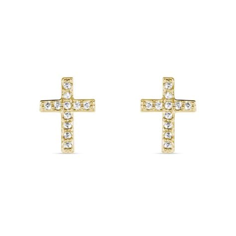 Boucles D'oreilles Puces Fatos Plaqué Or Oxydes De Zirconium - Boucles d'oreilles fantaisie Femme | Histoire d’Or