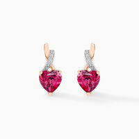 Boucles D'oreilles Puces Or Rose Clothilde Rhodolite