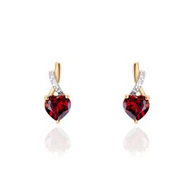 Boucles D'oreilles Puces Or Rose Clothilde Rhodolite - Clous d'oreilles Femme | Histoire d’Or